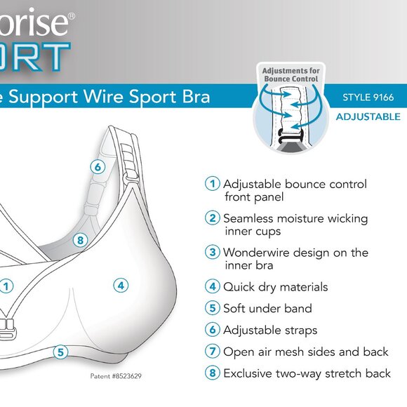 Set of 3! 36B Glamorise SPORT Bra (DOUBLE-LAYER) Wicking (UNDERWIRED) PURPLE NEW - Picture 9 of 15